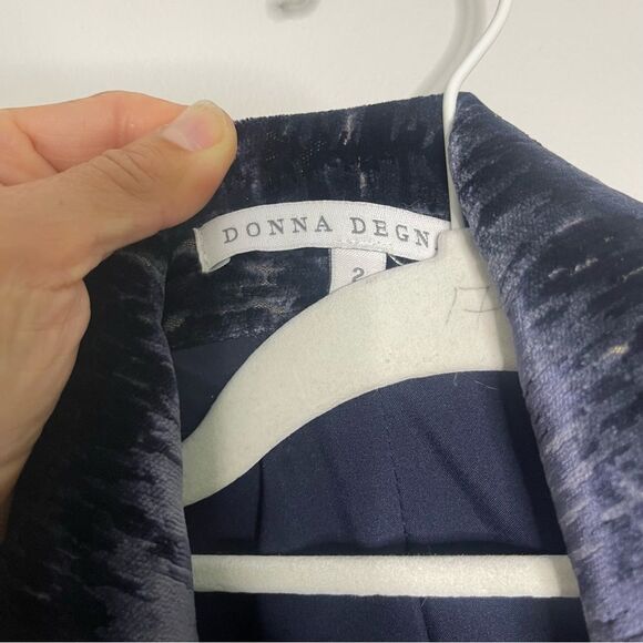 Donna Degnan Blue Single button Velvet blazer size 2 - Picture 5 of 7